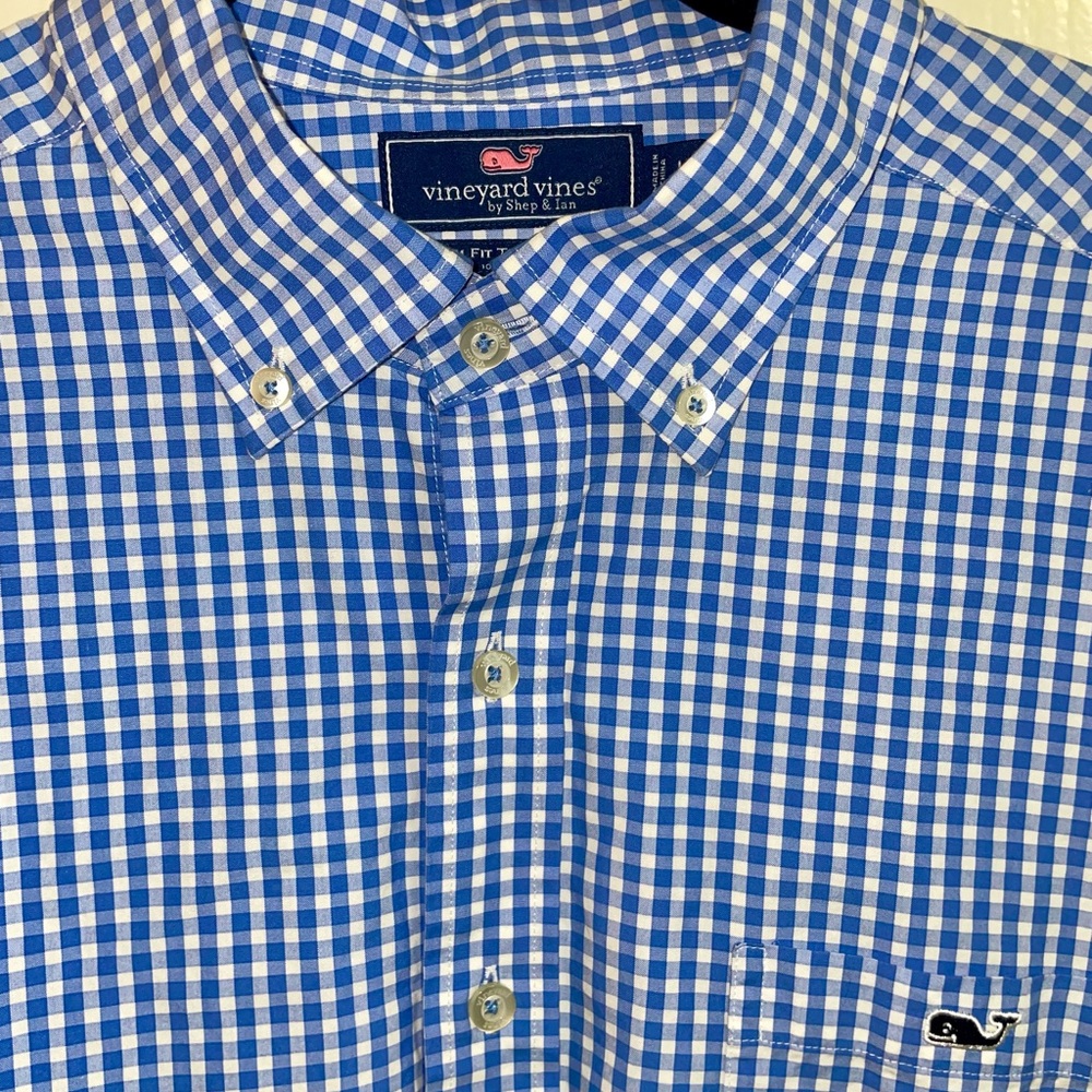 Vineyard Vines Men's Blue Gingham Shirt